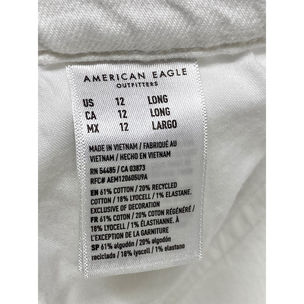 American Eagle Super High Rise Baggy Wide Leg Cargo Jeans Womens Sz 12 White Y2K - Picture 10 of 11